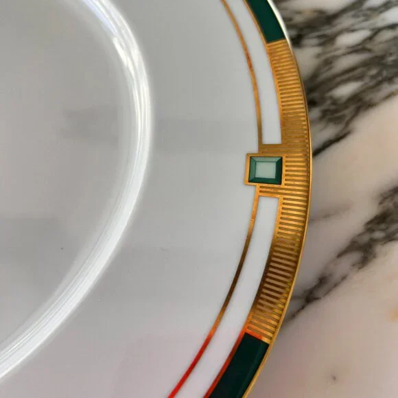 Brand New Vista Alegre Emerald 24k gold Dinner Plate Art Deco 12'' - Picture 5 of 8